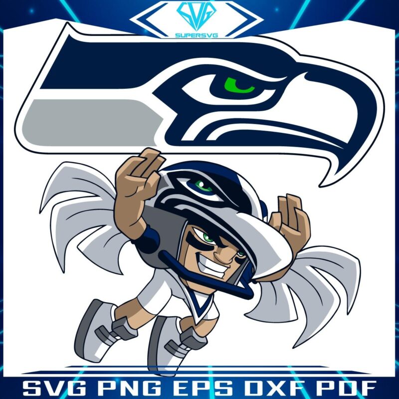 Seattle Seahawks NFL Rush Zone Cartoon Character SVG Design