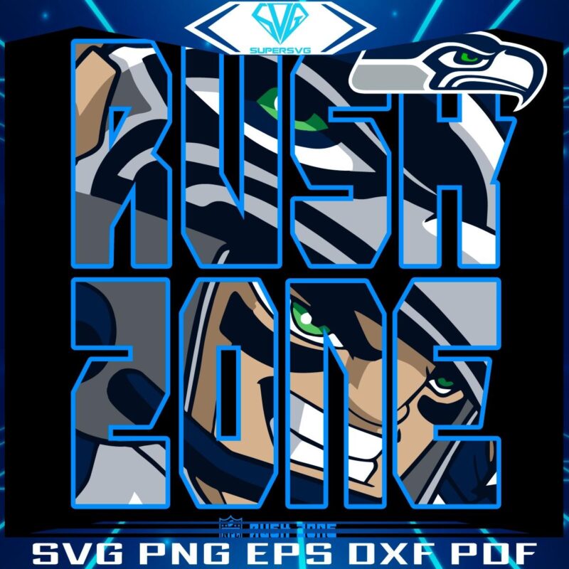 Seattle Seahawks NFL Rush Zone Cartoon Football Logo SVG