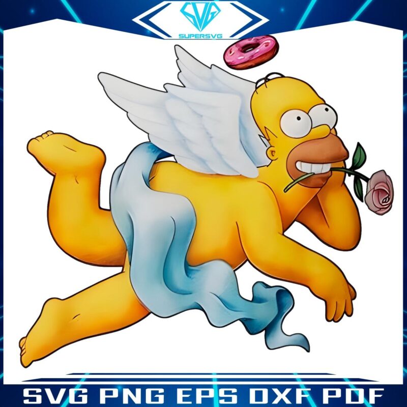 Simpsons Donut Angel Rose in Mouth Art PNG