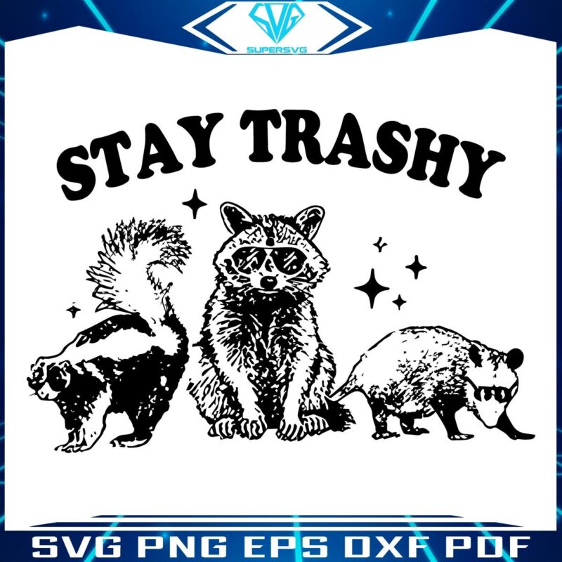 Stay Trashy Raccoon Hilarious Adult Meme SVG Design