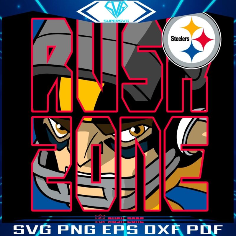 Steelers NFL Rush Zone Cartoon Football Logo SVG Design