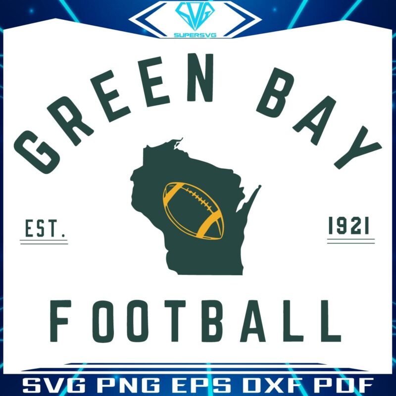 Vintage Green Bay Football Map SVG Est 1921 Wisconsin Pride