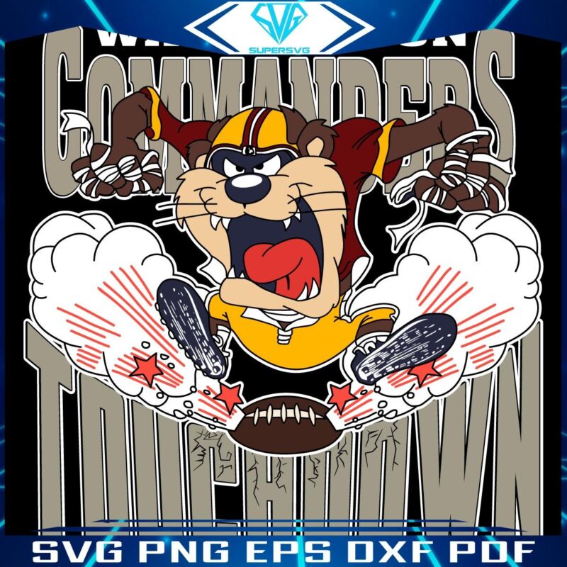 Washington Commanders Tuchdown Nfl Tasmanian Devil SVG