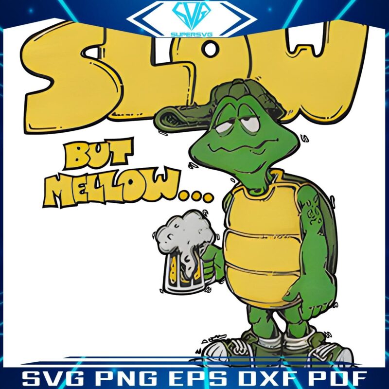 Chill Out with Retro 70s Turtle Beer Slow Mellow PNG