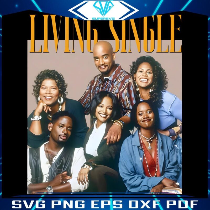 Retro 90S Living Single Television Sitcom Cast Poster PNG