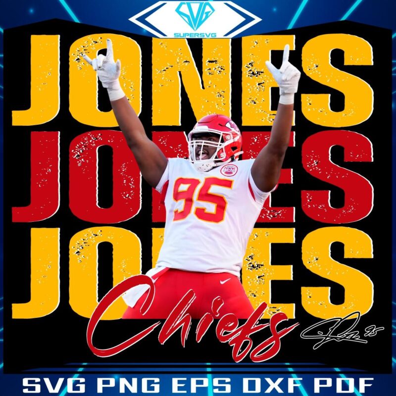 Retro Chris Jones 95 Chiefs Football Star PNG Design