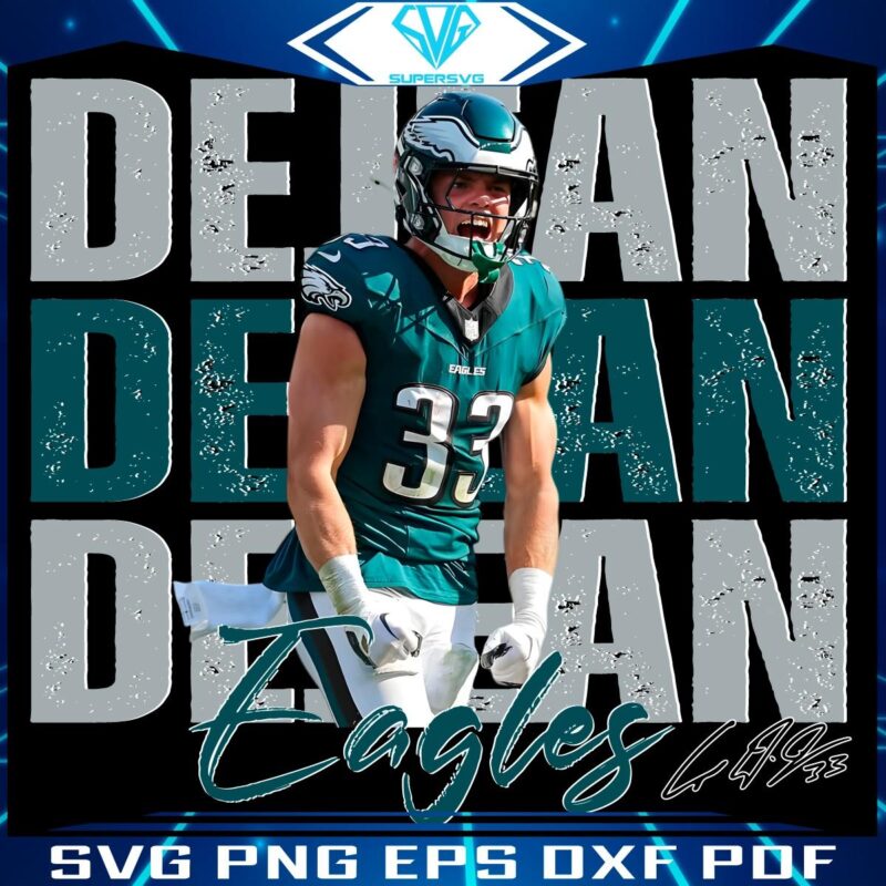 Retro Cooper Dejean 33 Eagles PNG Vintage Football Art