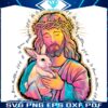 Retro Glitter Boho Color Jesus Hold Easter Bunny Christian Quote PNG