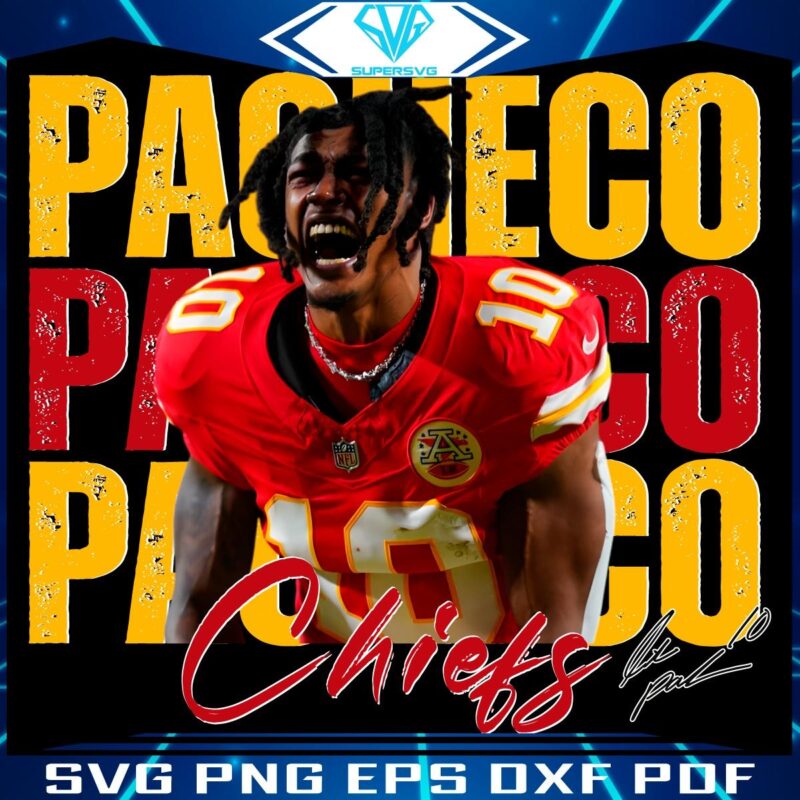 Retro Isiah Pacheco 10 Chiefs Football PNG Design