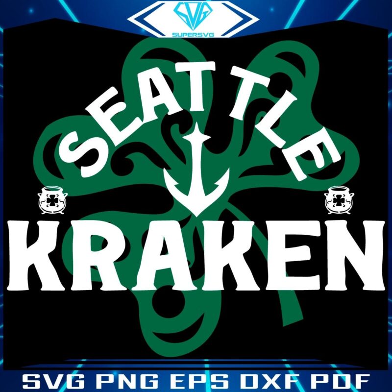 Seattle Kraken Shamrock SVG for St Patricks Day Fun