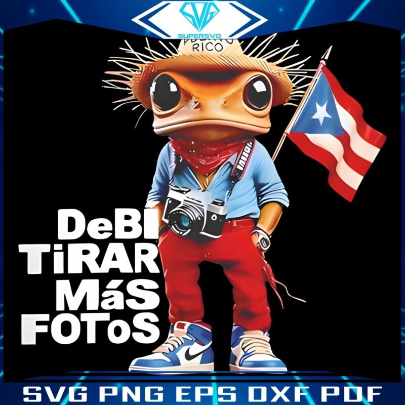 Snap More Pics Bad Bunny Frog with Puerto Rico Flag PNG