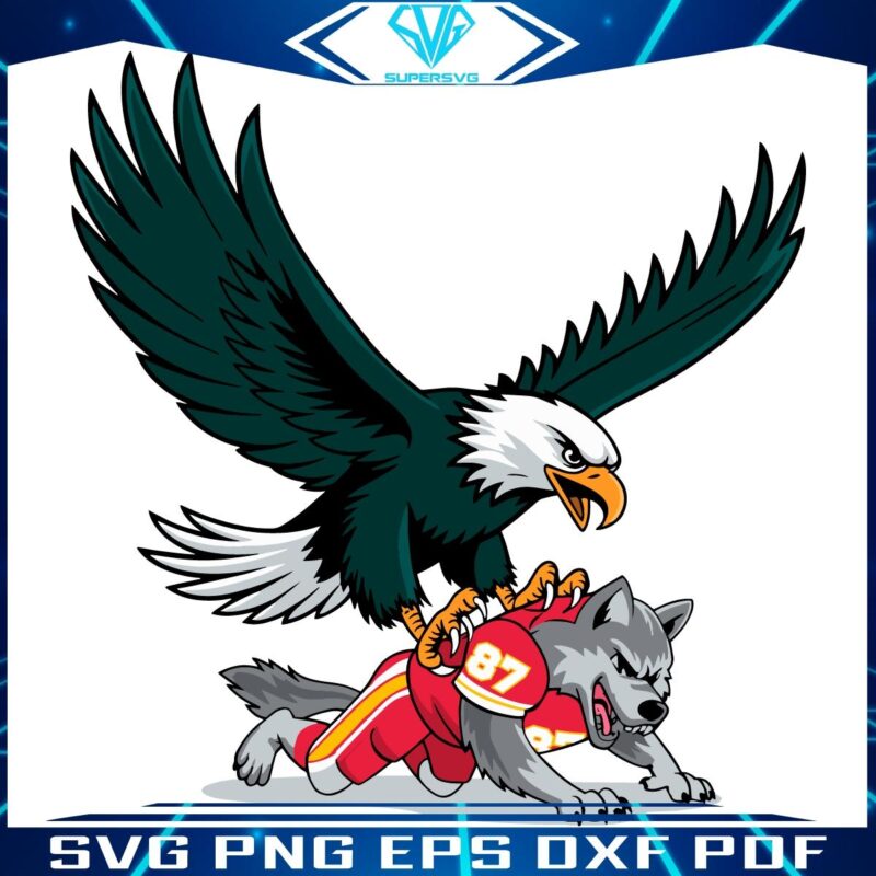 Super Bowl Fun Eagle Mascot Football SVG for Bird Gang Fans