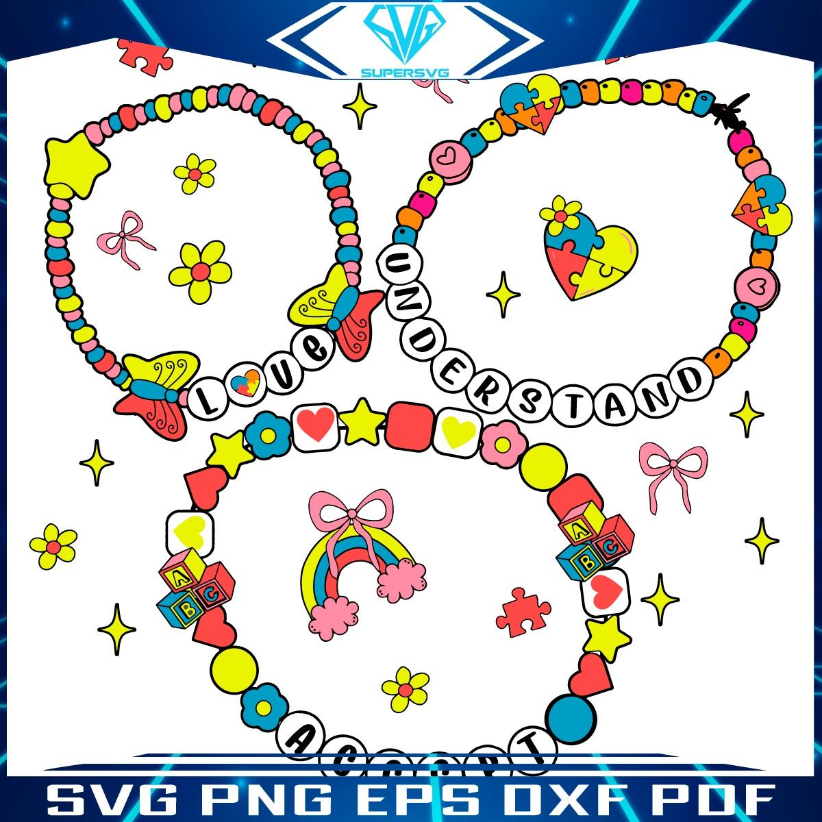 Vibrant Bracelet Celebrate Autism Awareness with Love SVG