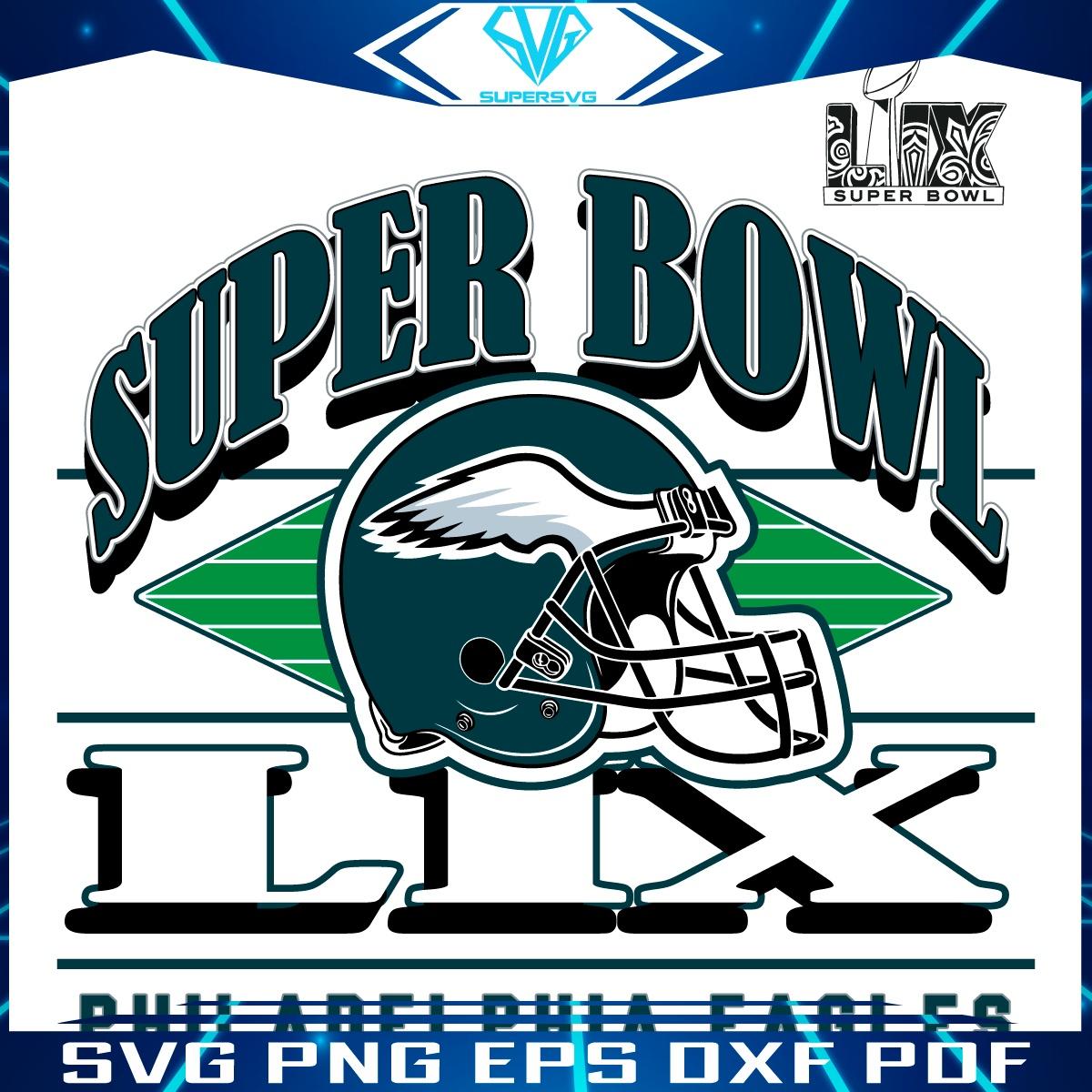 Vintage Philadelphia Eagles Super Bowl Lix 2025 Football Helmet Svg