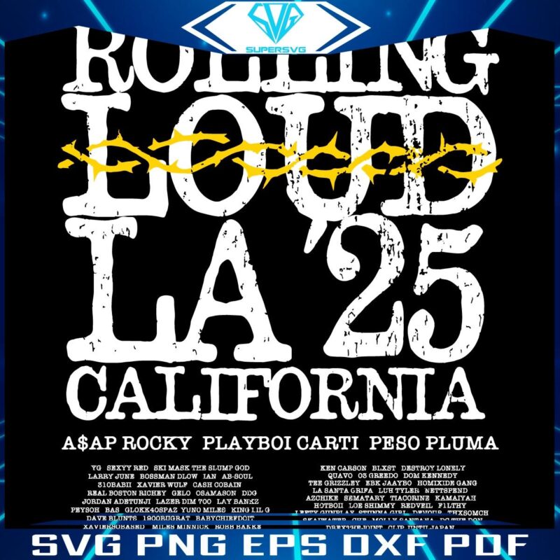 2025 Rolling Loud LA Lineup Vintage Vibes in SVG
