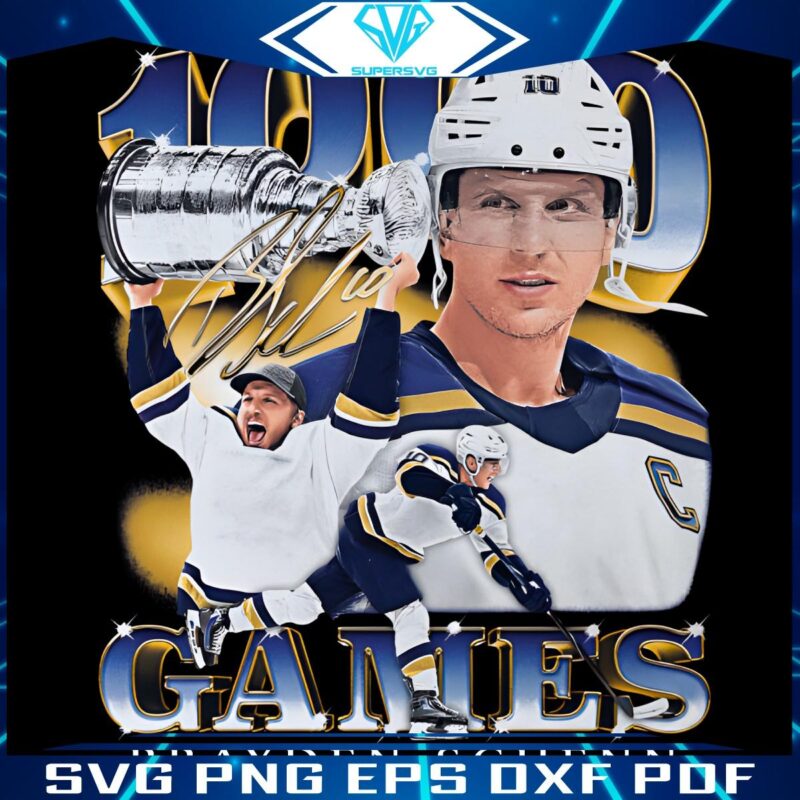 Brayden Schenns 1000th Game Milestone Blues SVGPNG