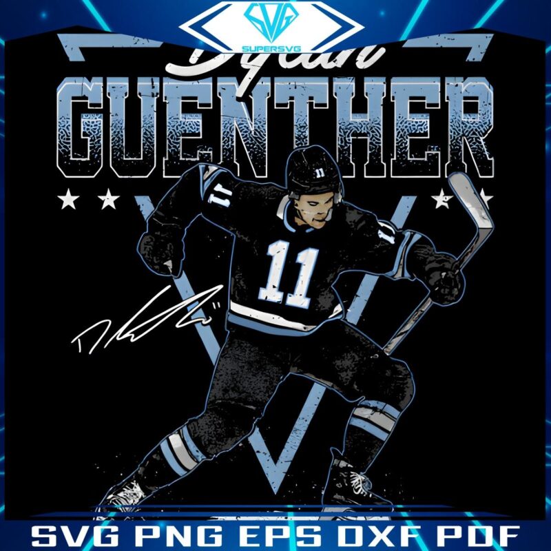 Dylan Guenther 11 Retro Utah Hockey Club Signature PNG