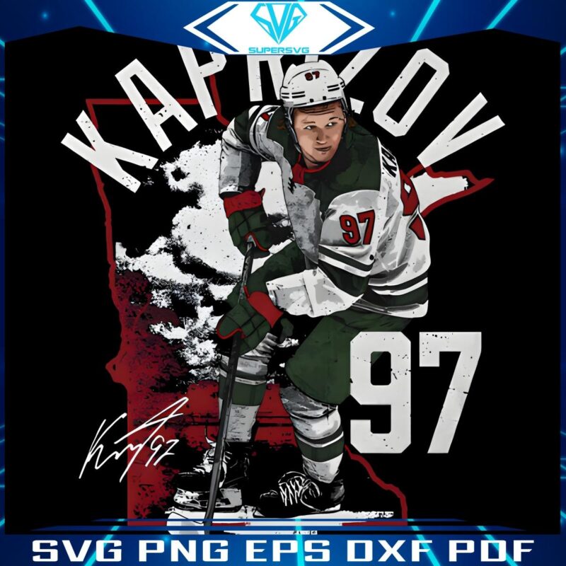 Kirill Kaprizov 97 Vintage Wild Signature in PNG