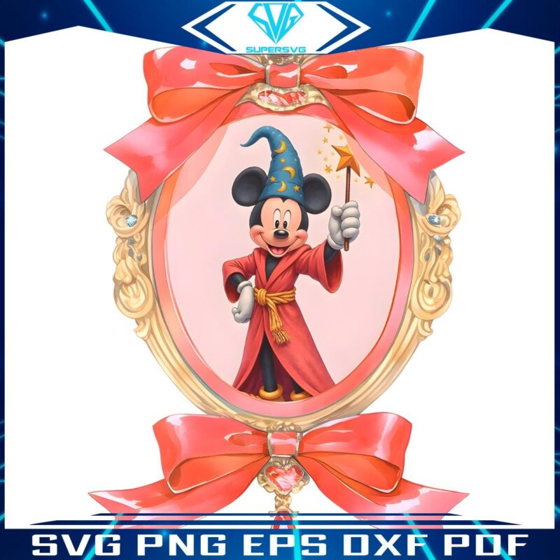 Magic Mirror Retro Mickey Wizard with Coquette Bow PNG
