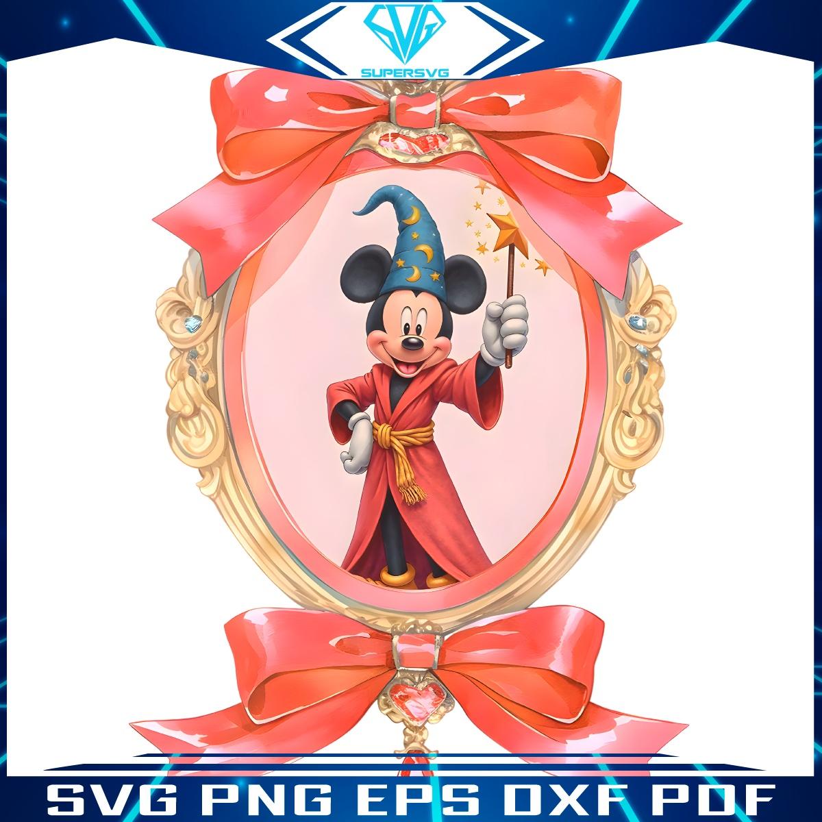 Magic Mirror Retro Mickey Wizard with Coquette Bow PNG