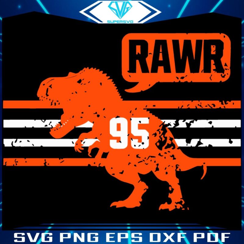 Myles Garrett 95 Rawr into Vintage Browns SVG