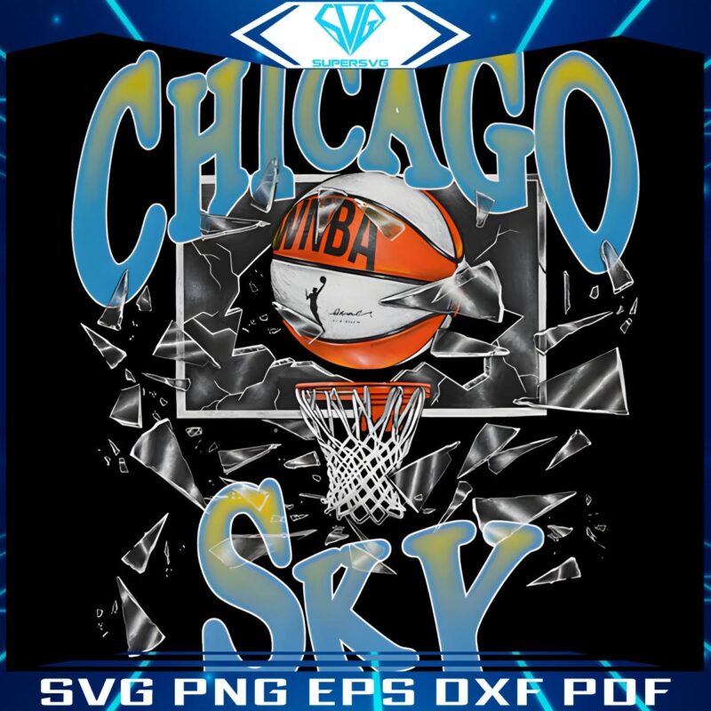 Shattered Glass Chicago Sky Basketball in Stunning PNG
