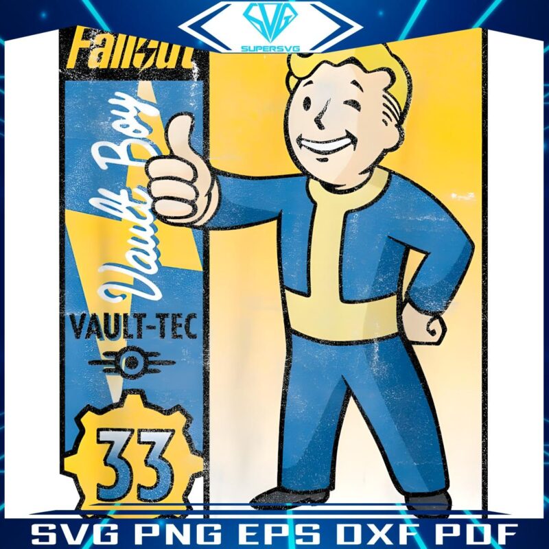 Vintage Fallout Vault Boy PNG Retro TV Series Style