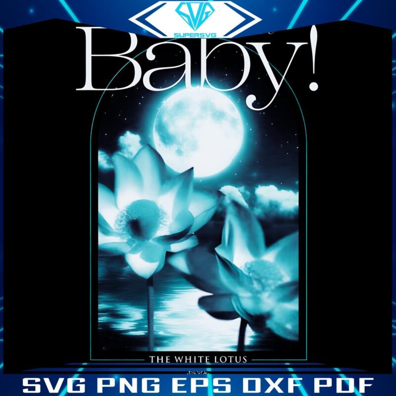 White Lotus Full Moon Baby Stunning PNG Design