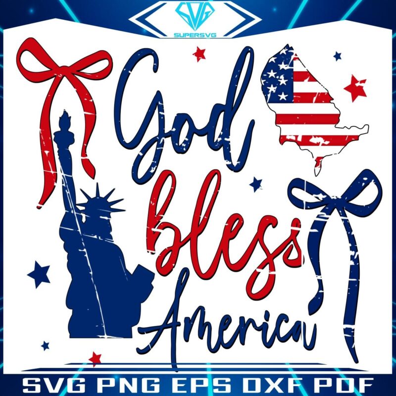 Celebrate USA Liberty Bow Flag Map SVG for July 4th