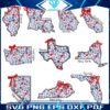 Coquette Patriotic Floral USA State PNG Bundle for 4th of July