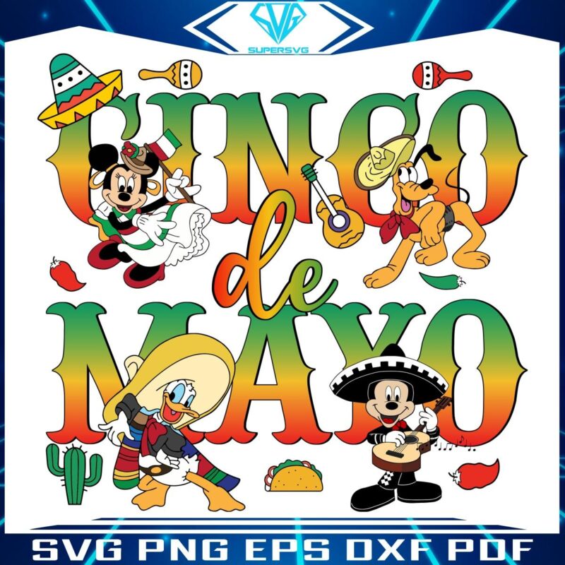 Disney Pals Celebrate Cinco De Mayo Vibrant PNG Design