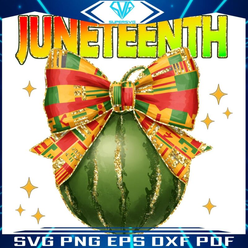 Juneteenth Afro Pride Glitter Bow Watermelon PNG