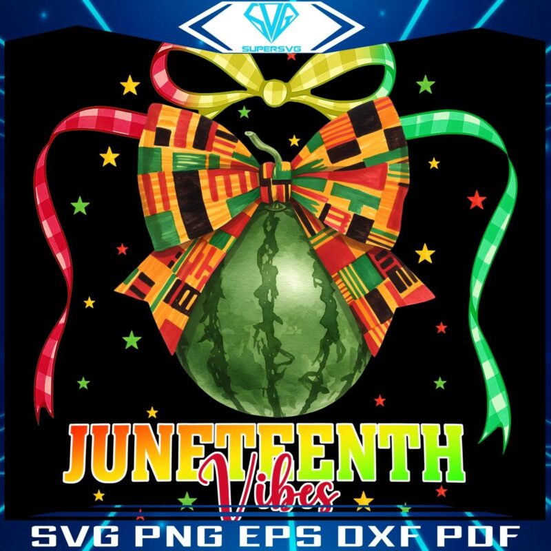 Juneteenth Vibes Kente Bow Watermelon PNG