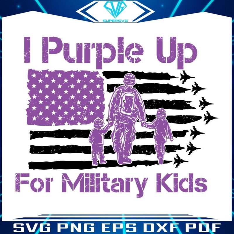 Purple Up for Military Kids Vintage American Flag SVG