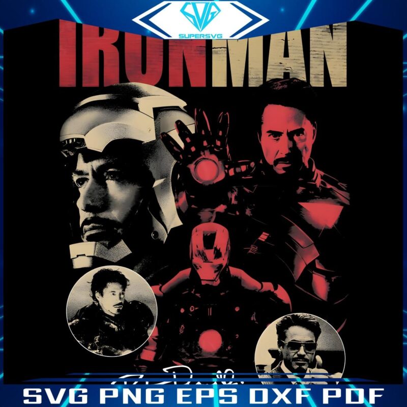 Retro Iron Man Magic Robert Downey Jr Signature in PNG