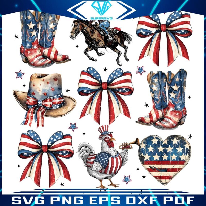 Western Coquette Cowgirl Boots with American Flag PNG